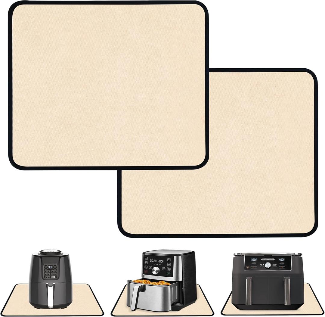 Heat Resistant Mats for Countertop - Fireproof 21x24 in Heat Resistant Mats for Air Fryer - Hot Pad Air Fryer Mat Compatible with Ninja,COSORI,Cuisinart for Coffee Maker, Toaster, Oven 2PCS - Khaki