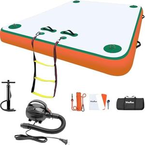 Wauffua Inflatable Floating Dock for Lakes, Thick Lake Floats for Adults, with Electric Air Pump for Inflatables, 600W
