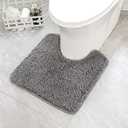 MIULEE Grey Toilet Rugs U-Shaped，Soft Absorbent Microfiber Bathroom Rugs Non Slip Quick Dry Fluffy Contour Bath Mats for Toilet Base Bathroom Floor, Machine Washable, 24 * 24 Inch