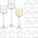 Yaomiao 36 Pcs Tall Glass Candle Holder Floating Candles for Centerpieces Clear Tall Tea Light Candleholders for Wedding Party Dining Bathroom Table Pillar Settings, 3 Sizes 7.87"& 9"& 10.2" H