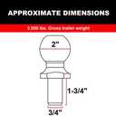 BIG RED ATRLY2019R Torin Trailer Hitch Ball, 2 Inch Diameter, 1.75 Ton (3,500 lbs), 3/4 x 1-3/4-Inch Shank, White