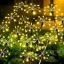 Solar Garden Lights Outdoor, 4 Pack 2-Layer Swaying Fairy Firework Lights Waterproof Starburst Flower Light, Garden Christmas Decor for Yard Patio Lawn,  Fully charges in 6–8 hours of sunlight and provides