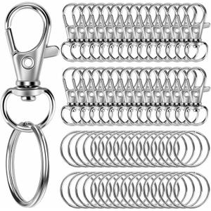 60PCS Keychain Making Kit, Including 30PCS Keychains Clips Hooks and 30PCS Key Chain Rings, Lobster Claw Clasps with Keychains Rings Accessories for Jewelry Making (Silver)