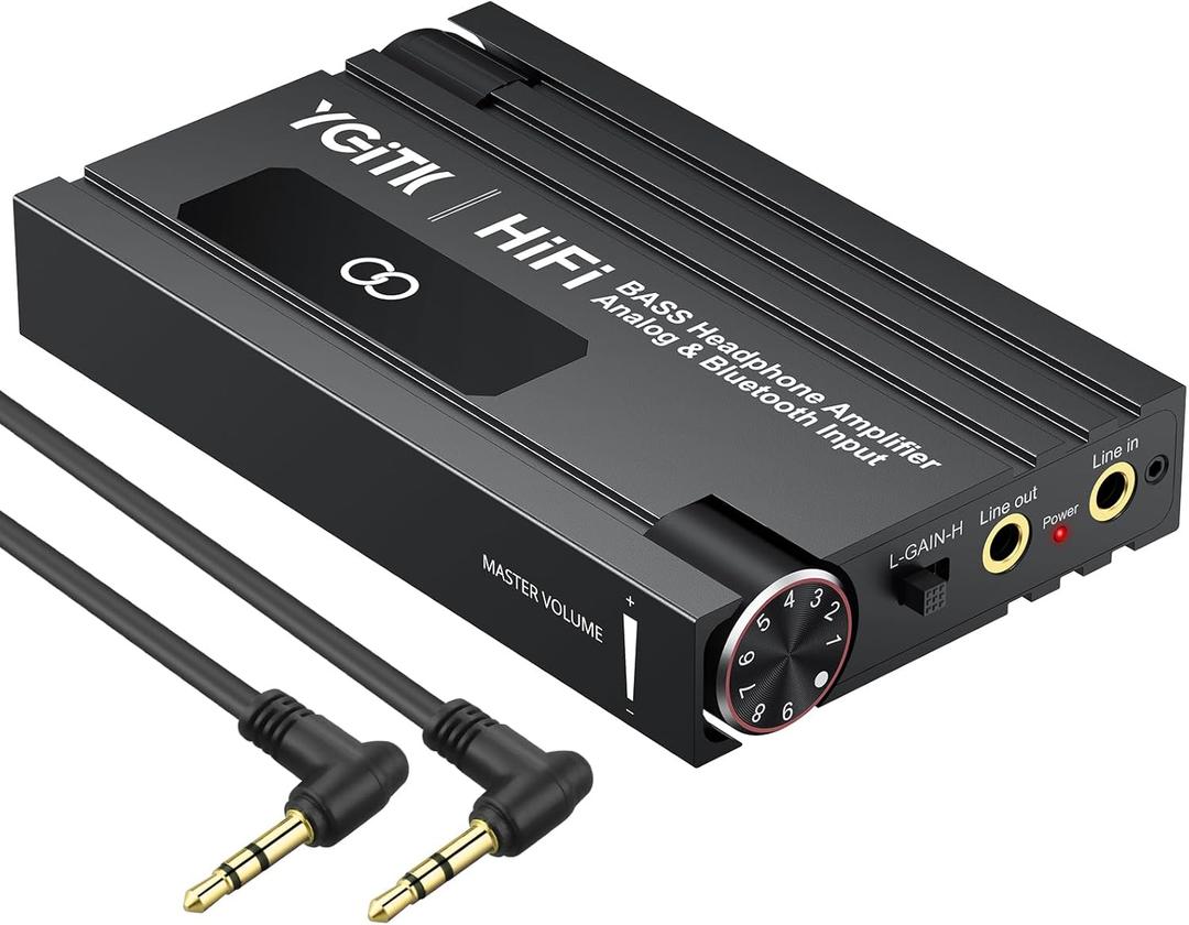 Professional 16-600 Bluetooth Headphone Amplifier with Bass Boost,3.5mm Portable HiFi Earphone Amplifiers,Gain Switch Bass Volume Adjust & Aluminum Case,Rechargeble Headphone Amp for Laptop, HiFi BASS with Bluetooth