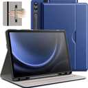 JETech Case for Samsung Galaxy Tab S9 FE+ / S9 FE Plus 12.4-Inch with S Pen Holder, PU Leather Business Folio Stand Protective Tablet Cover with Pocket & Straps, Multi-Angle Viewing (Navy)