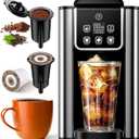 Hot & Iced Coffee Maker with Bold Setting, Single Cup Coffee Machine for K Cup Pods & Grounds, Compact for Home Office Dorm RV, 5 Cup Sizes, 50oz Tank, Fits Travel Mugs, Black
