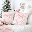 Coquette Pink Bow Pillow Cover 18x18, Jesus Loves Me Christian Pillow Covers, Christian Gifts for Women Girls, Coquette Room Decor, Christian Home Room Decor, Pink Room Decor,685Pillowcover