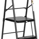 HBTower Kids 2 Steps Step Stool, Toddler Tower for Kitchen Counter Learning, Toddler Kitchen Stool Helper with Anti-Drop Safty Railing Kids Standing Folding Stepper (Black)