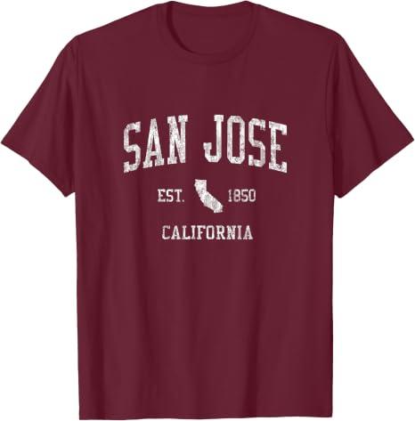 San Jose California T-Shirt Vintage Sports Design SJ CA Tee T-Shirt (L)