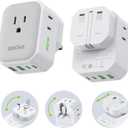 EPICKA Hybrid Travel Plug Adapter, 2 Packs Foldable & Detachable Type G (UK) VisaPlug, 8-in-1 International Power Adapter with 4 USB Ports (2 USB-C PD 20W), Travel Essentials for US to England