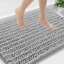 Smiry Bathroom Rugs Mat 36x24, Extra Soft Absorbent Chenille Bath Rugs, Non Slip Rubber Backing Machine Washable Quick Dry Bath Mats for Bathroom Floor, Tub, Shower, Home Decor Accessories, Light Grey