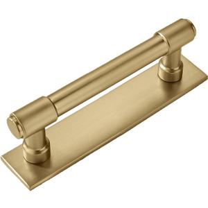 khtumeware 5 Pack 3 Inch(76 mm) Center to Center Champagne Bronze Cabinet Pull Backplate with Base Plate Zinc Solid Satin Brass Kitchen Cabinet Handles Drawer Pulls Cabinet Hardware