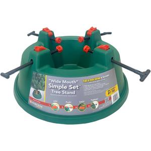 Simple Living Solutions Christmas Tree Stand for Real Trees up to 8 ft Heavy Duty Plastic Base with Wide Mouth Water Reservoir, Easy Screw Clamp System, Low Profile Stable Design
