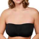 HSIA Strapless Bra for Big Bust Women, Anti-Slip Full Coverage Bandeau Plus Size Fiery Bra Underwire Support for Large Breast (Black, 34C)