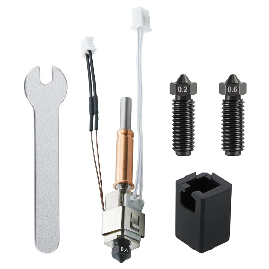 Upgrade Ceramic Hotend for Kobra 3 V2/Kobra 3 Combo, 24W 60W Extruder Print Head Kit with Heater Block Heating Cartridge Thermistor Hardened Steel Nozzle for Anycubic Kobra 3 3D Printer