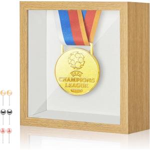 5x5 Mini Shadow Box Display Case Picture Frame with Soft Linen Back,Small Wood Color Shadow Box 5x5 for Flowers Medal Display Case Jersey pet Graduation Memorabilia Baby Ltems Crafts Photos