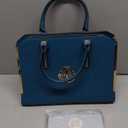 Dasein Women Large Handbag Purse Vegan Leather Satchel Work Bag Shoulder Tote with Matching Wallet (Blue)