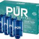 PUR Plus Faucet Mount Replacement Filter 4-Pack, Genuine PUR Water Filter for Sink Faucet, 3-in-1 Mineral Filtration, Lead Reducing, 1-Year Value, Blue (RF99994)