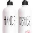 16 Oz Glass Soap Dispenser Set 2 Pack for Kitchen Sink,Contains Hand and Dish Soap Dispenser,White Kitchen Utensils