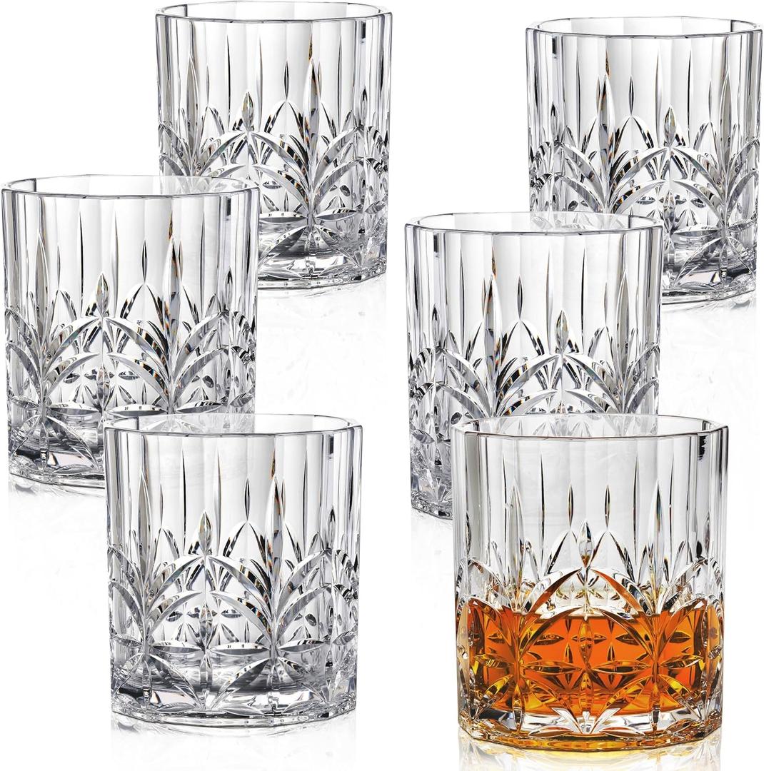 Unbreakable Plastic Whiskey Glasses | Shatterproof 100% Tritan Double Rocks | Dishwasher-Safe | BPA-free | Perfect for Outdoor Cocktail Bourbon | 13 oz, Set of 6