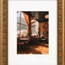 Golden State Art, 9X12 Ornate Finish Photo Frame with White Mat for 6X8 Picture & Real Glass, Color: Bronze