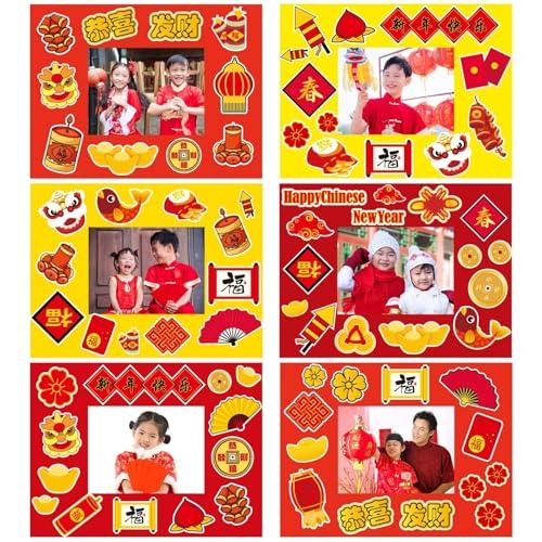 30 Packs Chinese New Year Craft Kits for Kids Lunar New Year DIY Picture Frame Craft Decorations 2026 Year of The Horse Chinese Art Favor Home Classroom Game Activities
