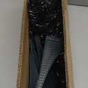 Juegoal Lighted Artificial Halloween Black Christmas Tree, Pre-lit 4 FT Black Tinsel Xmas Pine Trees, Light up with 70 LED Lights Battery Powered, 8 Modes & Timer for Home Office Party Decorations