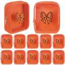 Reginary 12 Pcs Basketball Coquette Bow Party Favors Basketball Makeup Bags Bulk with Chenille Patch Valentine Team Gifts Waterproof Travel Size for Women