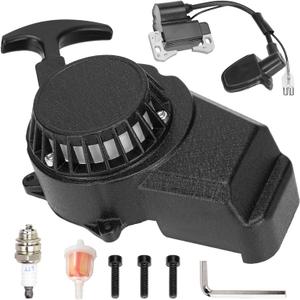 FVRITO Alloy Easy Pull Recoil Start Starter Ignition Coil for 2 Stroke Engine 47cc 49cc 50cc SYX Taotao Coolster SSR MotoTec Chinese Mini ATV Quad 4 Wheeler Go kart Pit Dirt Pocket Bike Motor Black