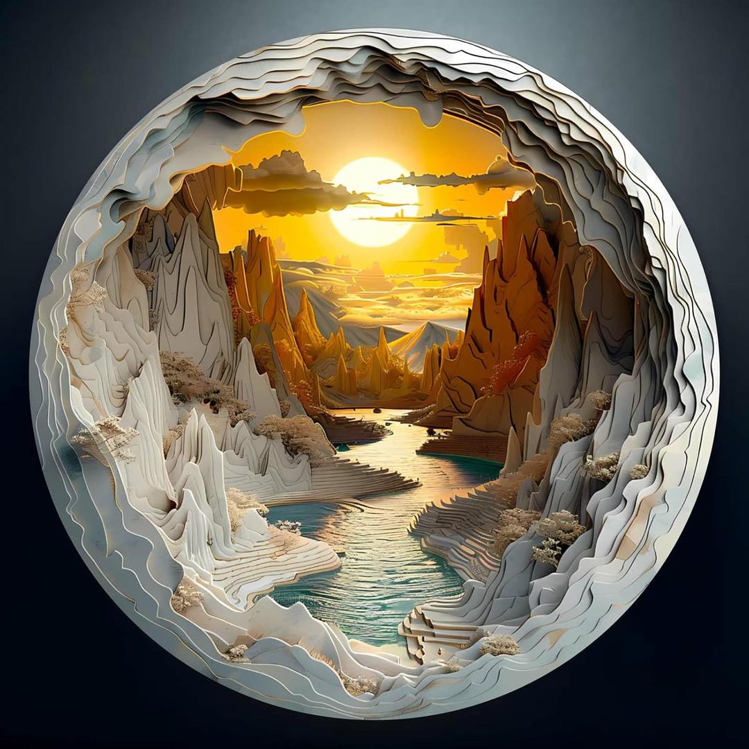 1000 Pieces Jigsaw Puzzle for Adults3D Sunset Canyon, 26.6 x 26.6in Impossible Difficult Hard Challenging Jigsaw Puzzles, Perfect Christmas Birthday Party Home Decor Gift