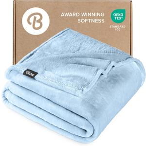 Bare Home Fleece Blanket - Full/Queen - Ultra-Soft Lightweight for Bed, Sofa, and Couch - Luxury Microplush - Cozy Warm Blanket (Full/Queen, Light Blue)