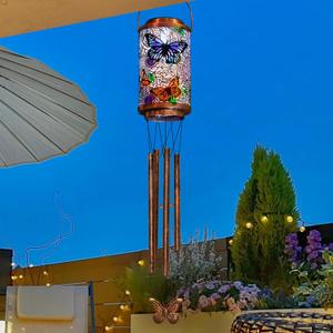 Butterfly Solar Wind Chimes for Outside, Garden Gifts for Women, Solar Lanterns Outdoor Hanging Decor Metal Lights for Balcony, Patio, Yard,Birthday Gifts for Women Mom Dad (1Pack)