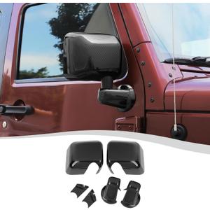 Side Mirror Cover,Rearview Mirrors Decoration Trim Kit Fit for 2007-2018 Jeep Wrangler JK JKU(Carbon Fiber