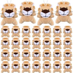 Shappy 50 Pcs Mini Animal Plush Toys Small Stuffed Animals Bulk Cute Tiny Plushies Keychains for Gift Party Carnival Prize (Lion)