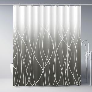 Ombre Dark Grey Striped Polyester Shower Curtain for Bathroom with Hooks, Shower Curtains for Bathroom, Waterproof Bath Accessories Hotel Style - Machine Washable 72 x 72