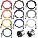 XLR Cables 4 ft 10 Pack,DMX 3-Pin XLR Microphone Male to Female Cable, Compatible with Microphones, Stage Light DMX Cable, Mic Mixer, Speakers and More, Multi-Color 4 Feet
