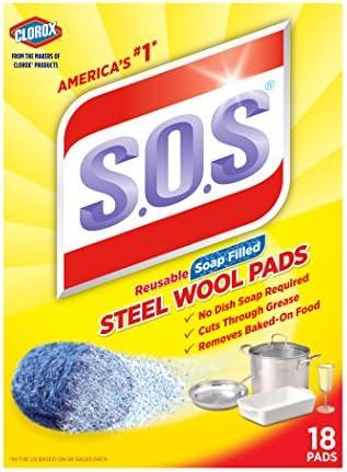 S.O.S 98018 S.O.S Steel Wool Soap Pads 18 Count