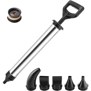 Cement Caulking Pump Thickened Stainless Steel Hand Caulk Mortar Pointing Grouting Gun Mortar Sprayer Applicator Cement Caulking Gun with 5 Nozzles (Black)
