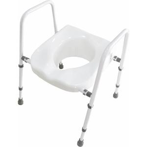 Raised Toilet Seat, Adjustable Height and Width Elevated Toilet Seat with Handles, Commode Chair for Toilet, Extra-Wide Seat, Bedside Commode, White