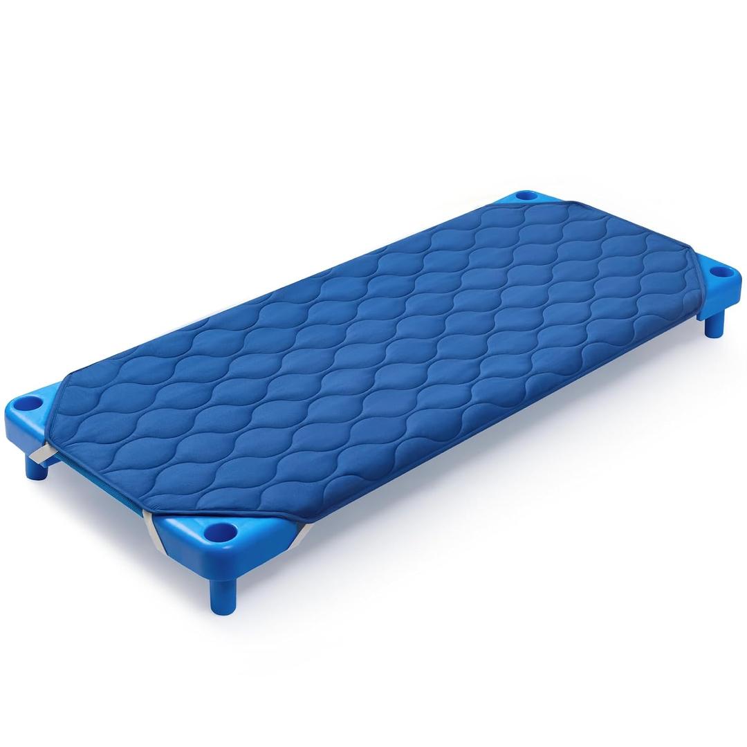 Comfyanno Quilted Daycare Cot Nap Mat Only, for Boys, Girls, Soft & Breathable, Gentle on Skin, Extra Support & Comfort for Standard Cozy Nap Time, Fits 23 x 51 Standard Preschool Cot - Navy