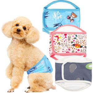 3PCS Male Dog Diapers, Adjustable Dog Belly Band, High Absorbing Male Dog Wraps, Male Belly Bands for Dogs Small Medium, Dog Reusable Diapers Male in Incontinence or Excitable Urination, M (Purple+Blue+Pink)