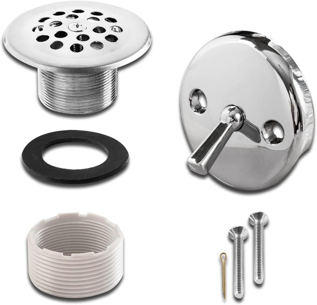 Trip Lever Bathtub Drain and Overflow Faceplate Trim Kit with Two Matching Screws, Easy to Install, Plated Chrome