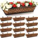 Wenqik 12 Set Window Deck Railing Planter Boxes with Coconut Liner 24" Balcony Railing Planter Metal Flower Box Hanging Decoration for Outdoor Fence Patio