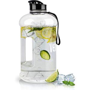 VENNERLI Portable Large Plastic Water Bottle - BPA-free Half Gallon Reusable 2 Liter Water Jug for Outdoor Hiking Fitness Travel Camping Cycling (Clear)
