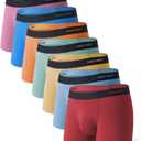 DAVID ARCHY Mens Trunks Underwear Rayon Made from Bamboo Breathable Pouch Underwear for Men 7 Pack (XX-Large, 3.5'' in 7 Pack-yellow/Green/Orange/Red/Blue/Brick Red)