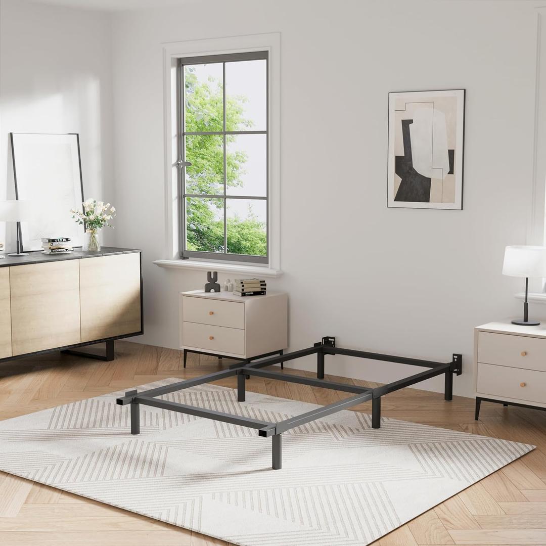 Bedsnus Twin XL Size Bed Frame, 9 Inch Metal Basics Bed Frame,High Profile Base for Box Spring, 6-Leg Support, Noise-Free, Easy Assembly, Black