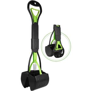 PPOGOO Non-Breakable Pet Pooper Scooper for Dogs and Cats with Long Handle High Strength Material and Durable Spring for Easy Grass and Gravel Pick Up (Green)