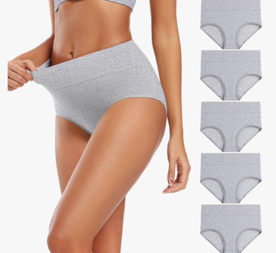 Molasus Women's Cotton Underwear High Waisted Full Coverage Ladies Panties (Regular & Plus Size) XL