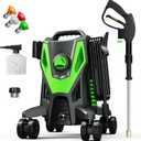 Electric Pressure Washer with Anti-Tipping, 35FT Power Cord, Cleaning Machine with Foam Cannon for Cars Fences Driveways Patios Home Cleaning Green