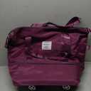 Travel Tote Bag with Trolley Sleeve Expandable Extra Duffel Bag with Wheels Lightweight Traveling Foldable Suitcase (Purplish Red)